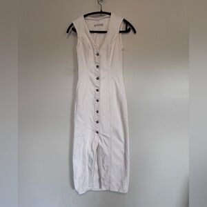 Abercrombie & Fitch White Button-Front Midi Dress